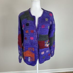 Vintage Cardigan Wool Aztec Tribal Retro Western Boho Men’s L Unisex Sweater